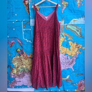 Joie Red Patterned V-Neck Maxi Dress